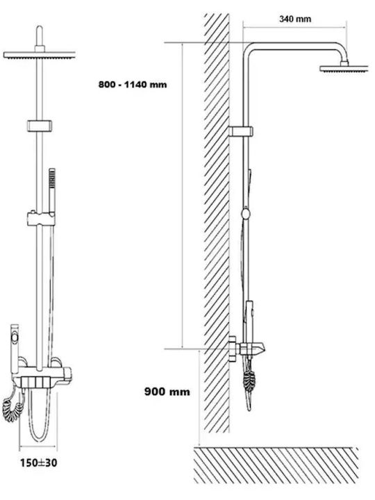 Synchro Shower Column with Mixer Silver