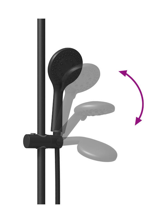 vidaXL Adjustable Shower Column Without Mixer Black