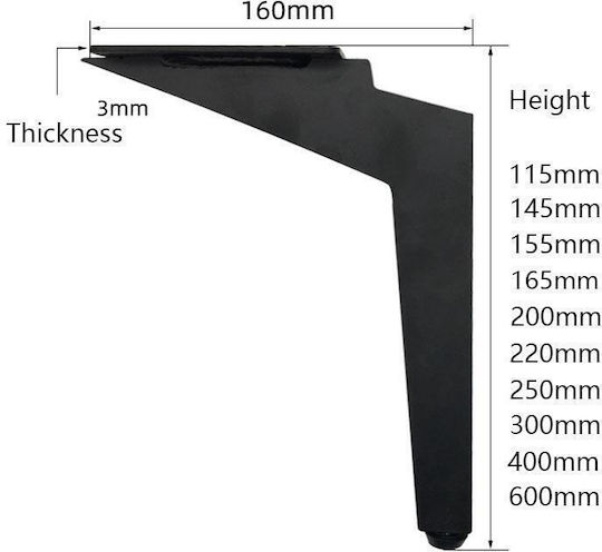 Metallisches Möbelbein Für Bett Couch Schrank Kleiderschrank Schwarz Matt