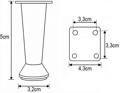 Möbelbein Rund Kegelförmig Finetto Nikkel Satin 135-8109#00008 80mm