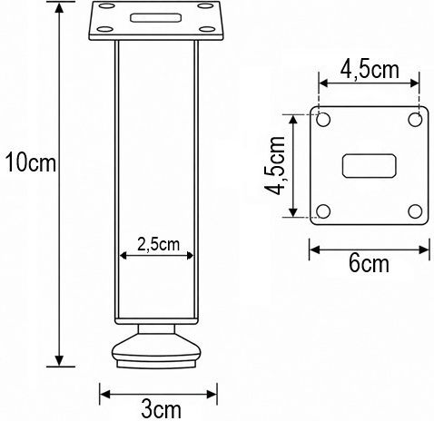Furniture Leg Square Finetto Art.30701 25x25mm Nickel Satin 220-30701#15ns