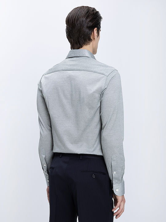 Cămașă Bărbați Mânecă Lungă Bumbac 100% Linie Îngustă Verde