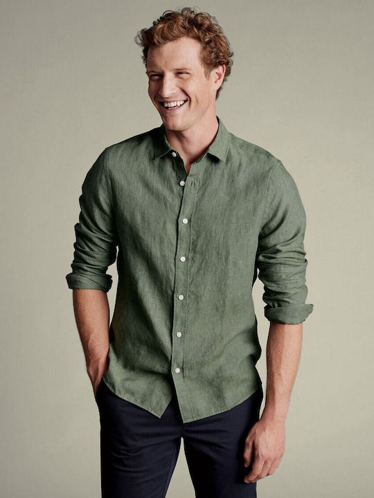 Charles Tyrwhitt Linen Shirt Olive