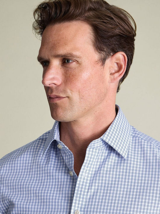 Charles Tyrwhitt Βαμβακερό Πουκάμισο Μπλέ Καρό