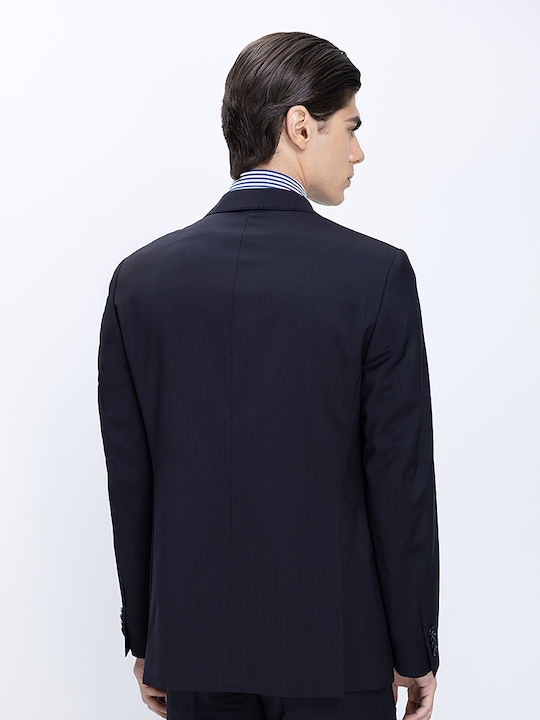 Summer Men's Suit with Slim Fit Dark Blue