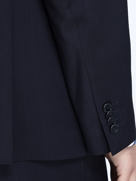 Summer Men's Suit with Slim Fit Dark Blue