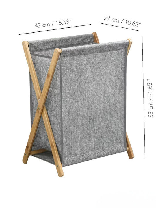 SteweHome Laundry Basket Bamboo Collapsible Grey