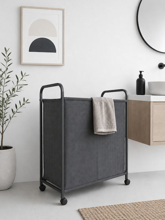 SteweHome Coș De Rufe Metalic 80l Cu Capac Negru