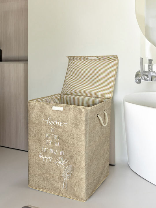 SteweHome Set Laundry Baskets Fabric with Lid 55x41x30cm Grey