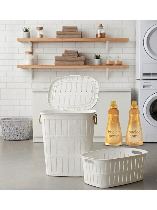 SteweHome Set Coșuri de Rufe din Plastic 65l Alb
