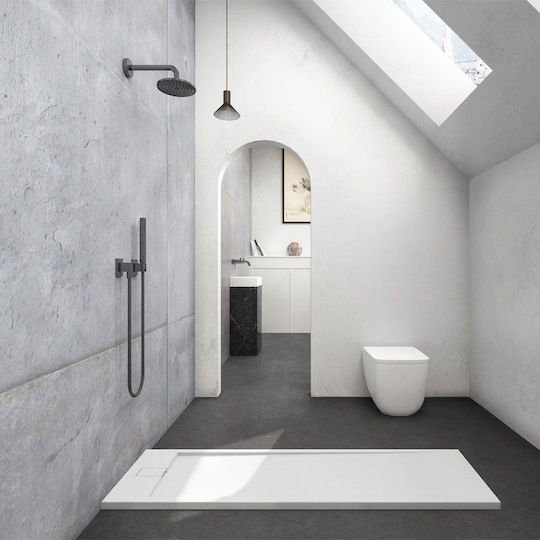 Karag Rectangular Acrylic Shower White Roccia 140x80x2.3cm
