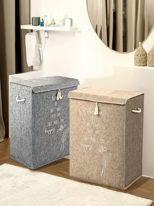 SteweHome Set Laundry Baskets Fabric with Lid 55x41x30cm Grey