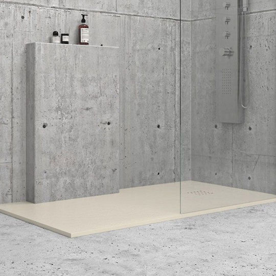 Karag Pietra Ορθογώνια Ντουζιέρα Τεχνητής Πέτρας 70x160cm Cream