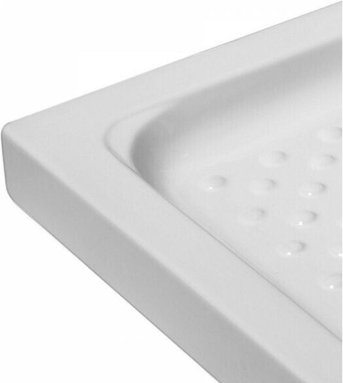 Karag Porcelain 8 Триъгълна Порцеланов душ 70x100см Бял