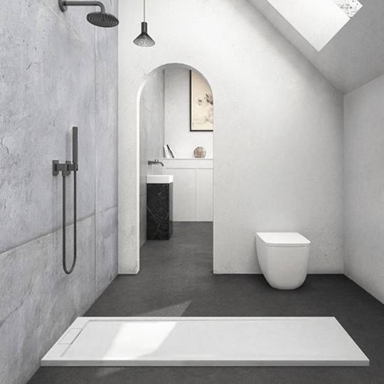 Karag Rectangular Acrylic Shower White Roccia 120x80x2.3cm
