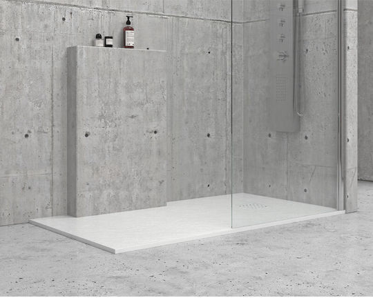 Karag Pietra Ορθογώνια Ντουζιέρα Τεχνητής Πέτρας 80x160cm Bianco