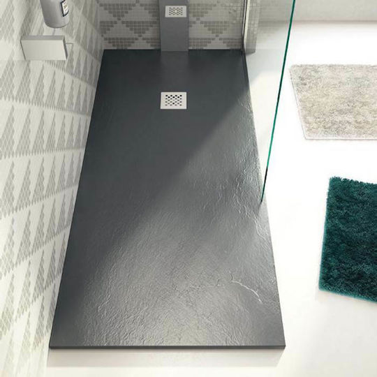 Karag Pietra Ορθογώνια Ντουζιέρα Τεχνητής Πέτρας 72x90cm Bianco