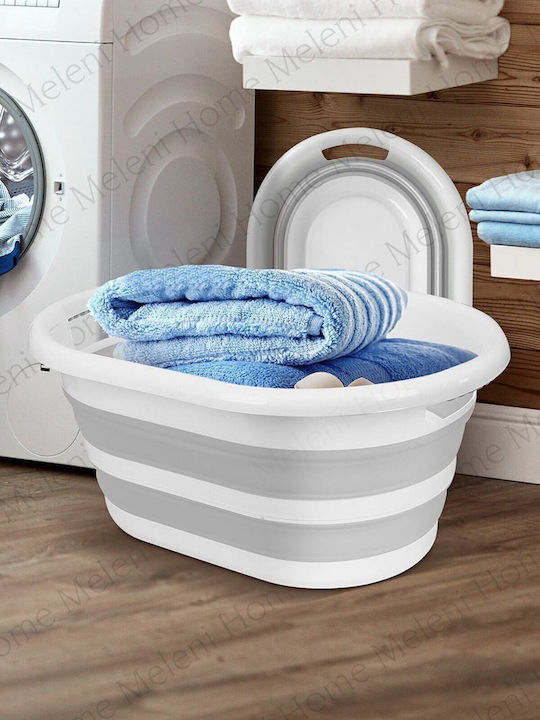 SteweHome Set Plastic Collapsible Laundry Baskets with Lid Grey