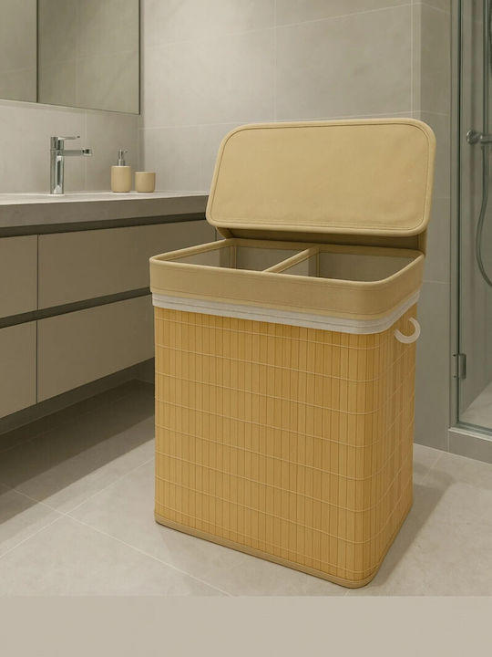 SteweHome Καλάθι Απλύτων Bamboo 100lt 60x52x32cm Κίτρινο SteweHome Καλάθι Απλύτων Bamboo 100lt 60x52x32cm Κίτρινο