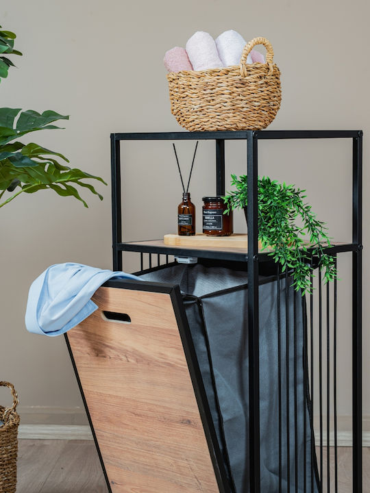 SteweHome Καλάθι Απλύτων Μεταλλικό 83lt με Καπάκι 40x35x40cm Μαύρο