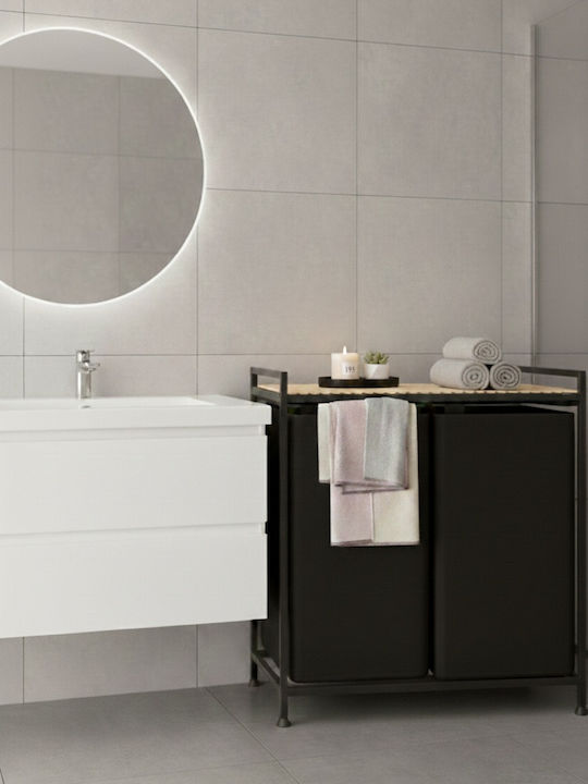 SteweHome Coș de Rufe Metalic 120l 60x66x70cm Negru