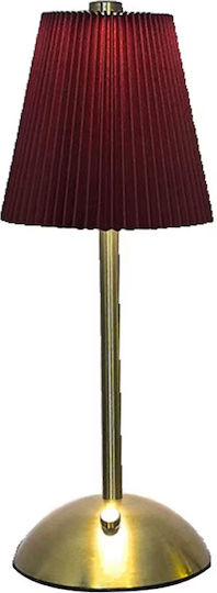 Table Lamp LED with Red Shade and Gold Base