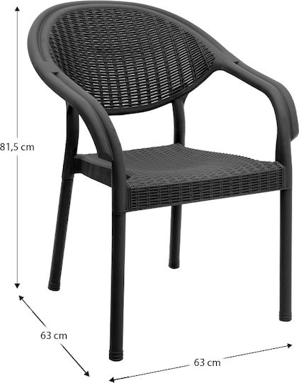 Fotoliu De Exterior Din Polipropilenă Negru 63x63x81.5cm