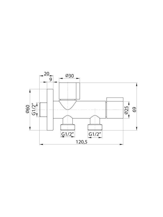 Interflex Double Valve Wall Mounted Bidet Diverter Valve Silver