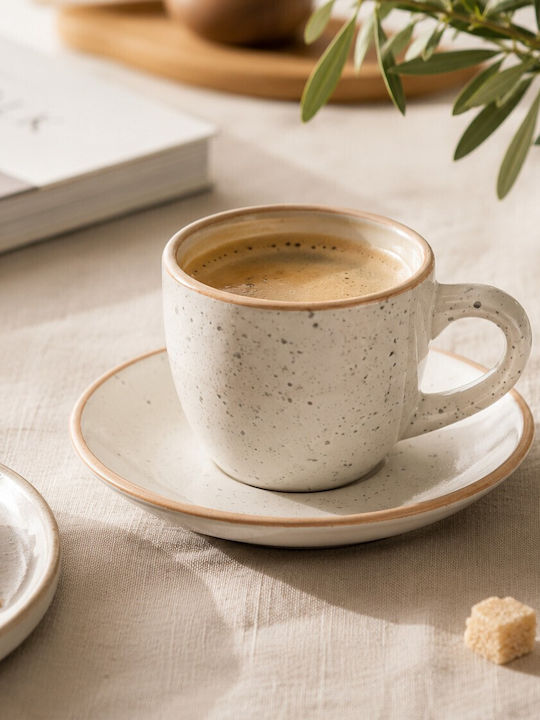 Ankor Set Tassen Kaffee Keramik Beiges 90ml 6 Stück