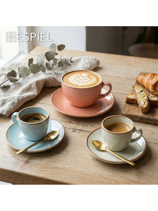 Espiel Essentials Set Cappuccino Cups Porcelain Pink 220ml 6 Pieces