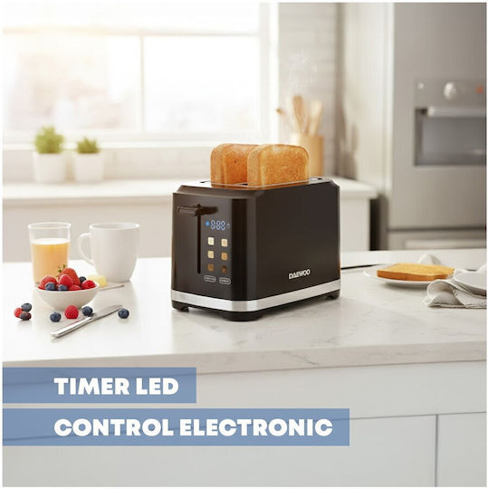 Daewoo Toaster 2 Schlitze 800W Schwarz