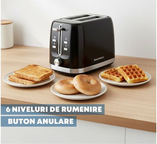Daewoo Prăjitor de pâine 2 sloturi 800W Negru