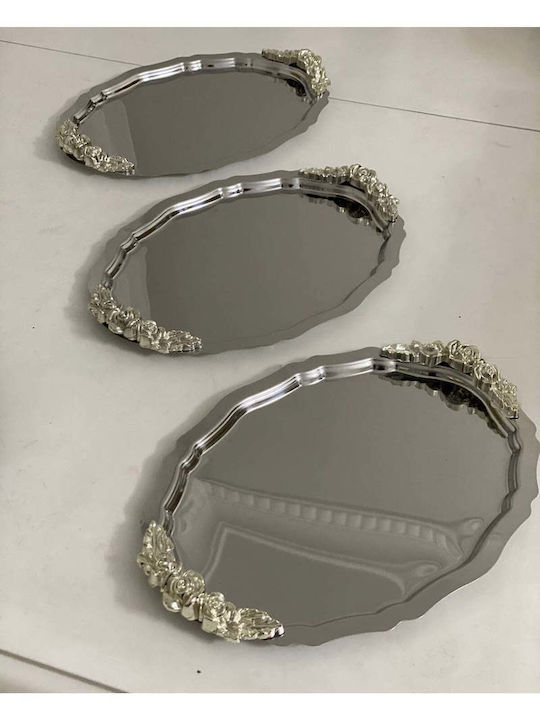 SteweHome Decorative Tray Metallic Oval 20x25cm 3 Pieces