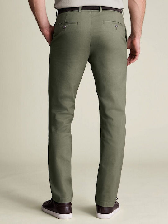 Herrenhose Chino Elastisch Schlank Passform Grün