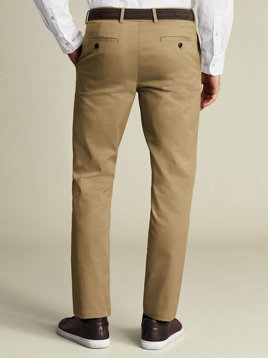 Men's Chino Trousers Elastic Slim Fit Light Brown