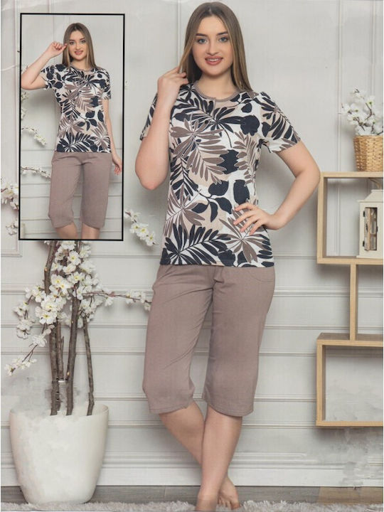 Mirano Homewear Καλοκαιρινό Γυναικείο Σετ Πιτζάμας Καφέ