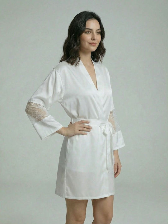 Milena by Paris Καλοκαιρινή Νυφική Γυναικεία Ρόμπα Λευκό
