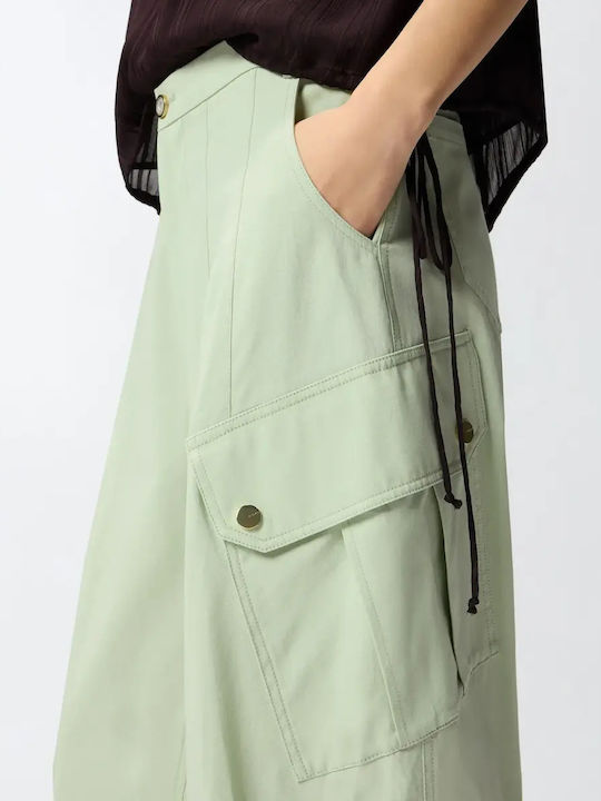Pantalone Γυναικείο Υφασμάτινο Παντελόνι σε Wide Γραμμή Verde