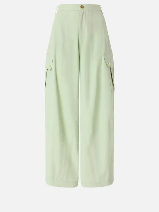 Pantalone Γυναικείο Υφασμάτινο Παντελόνι σε Wide Γραμμή Verde