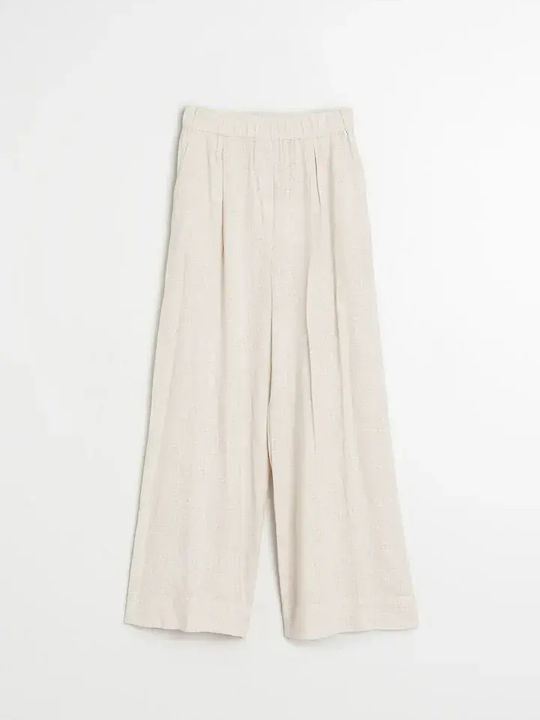 Damen High Rise Pantaloons in Entspannte Passform Beige