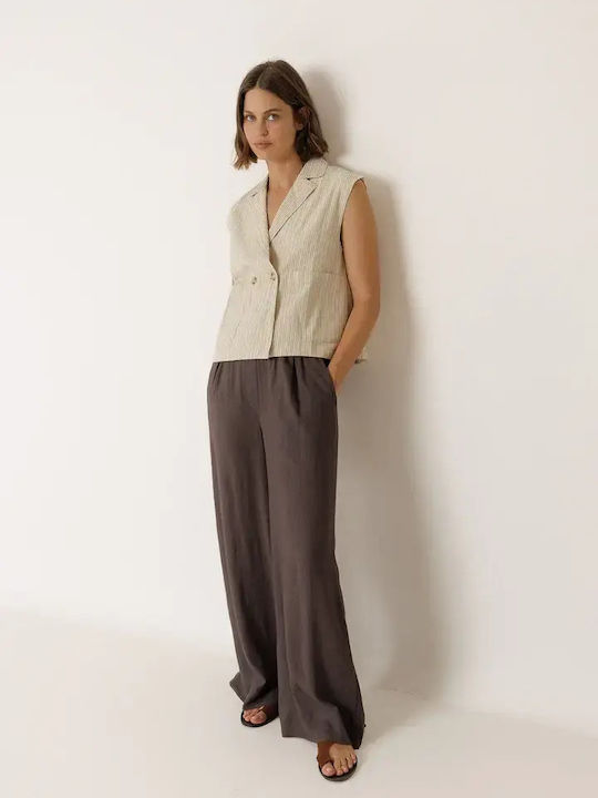 Damen High Rise Pantaloons in Entspannte Passform Beige
