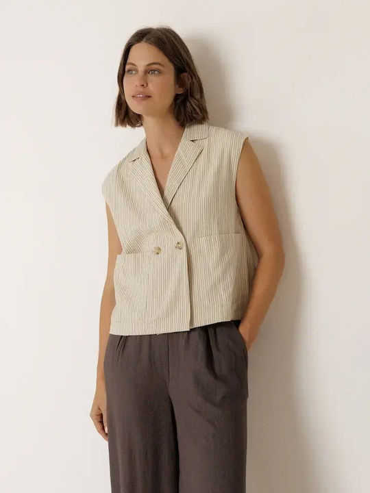 Damen High Rise Pantaloons in Entspannte Passform Beige