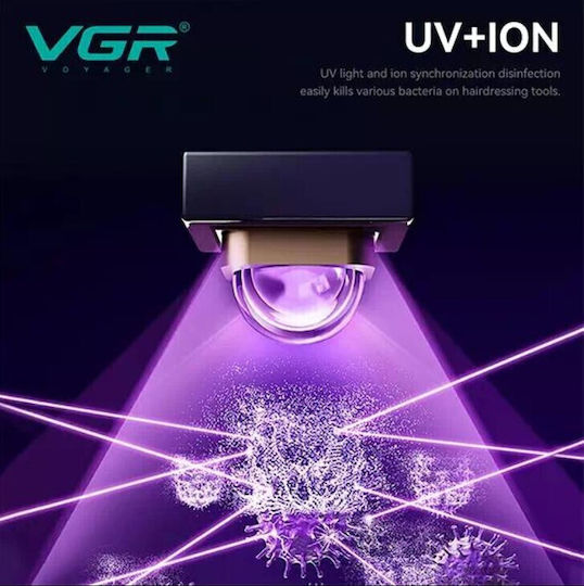 VGR V-840 UV & Ion Sterilizer Box Professional Tool Sterilization Box Barber LED Display 2500mAh Battery & Organizer