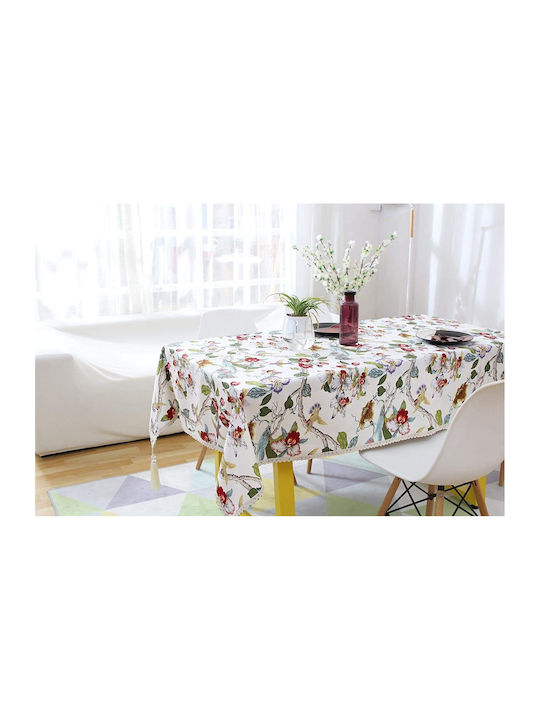 FRIPIA Linen Tablecloth With White Lace 140x200cm