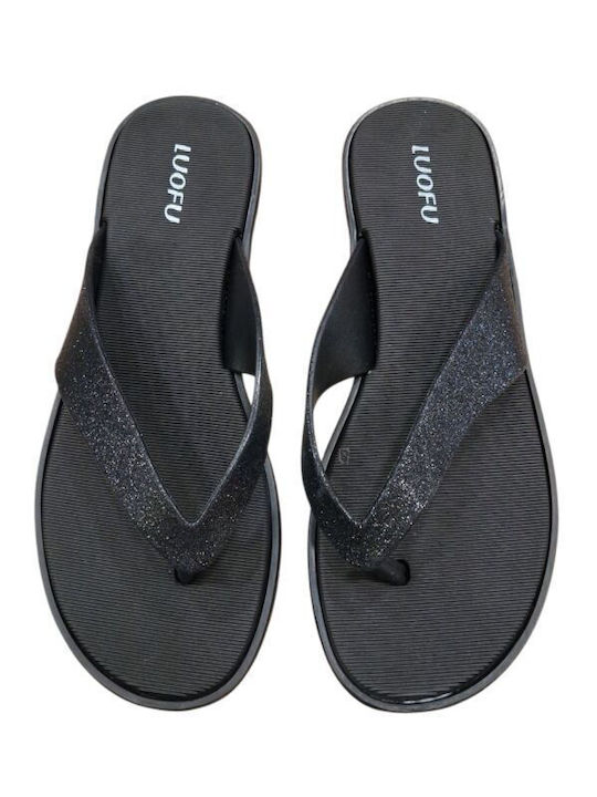 Damen Flache Sandalen Schwarz E7158 E140