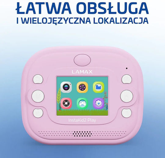 Lamax InstaKid2 Play Kids Compact Camera Full HD 1080p with Thermal Printing Pink