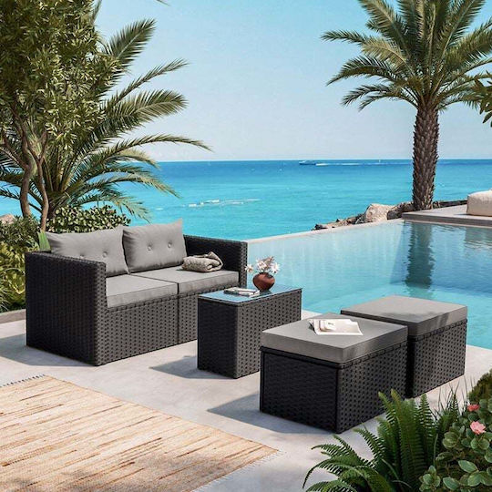 Outdoor Living Room Set Jakarta 2 Pieces Black with Pillows E6624,1 Outdoor Living Room Set Jakarta 2 Pieces Black with Pillows E6624,1