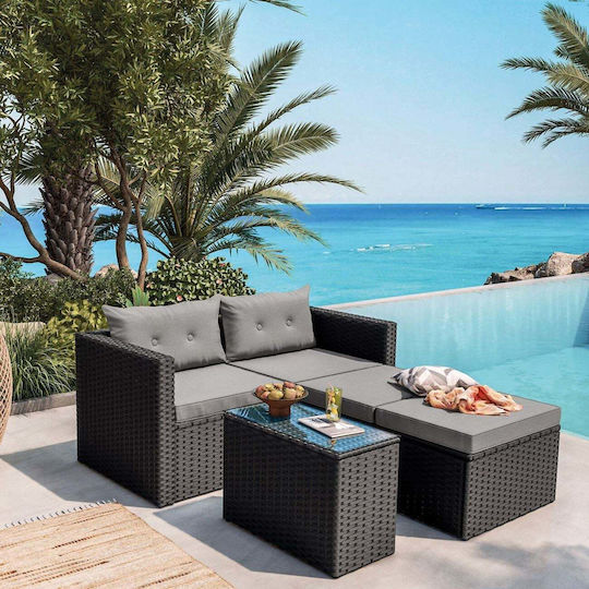Set Salon Exterior Jakarta 2 Piese Negru cu Perne E6624,1