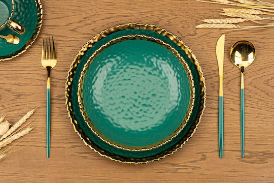 HowHomely Farfurie Adâncă Ceramică Verde 2 Bucăți