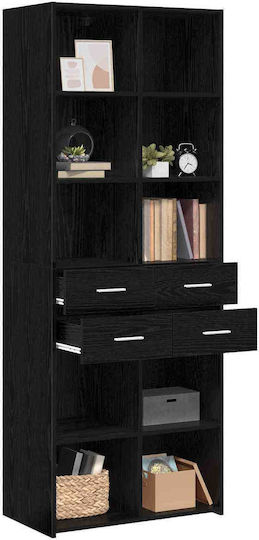 Black Bookcase 30x42.4x185.2cm